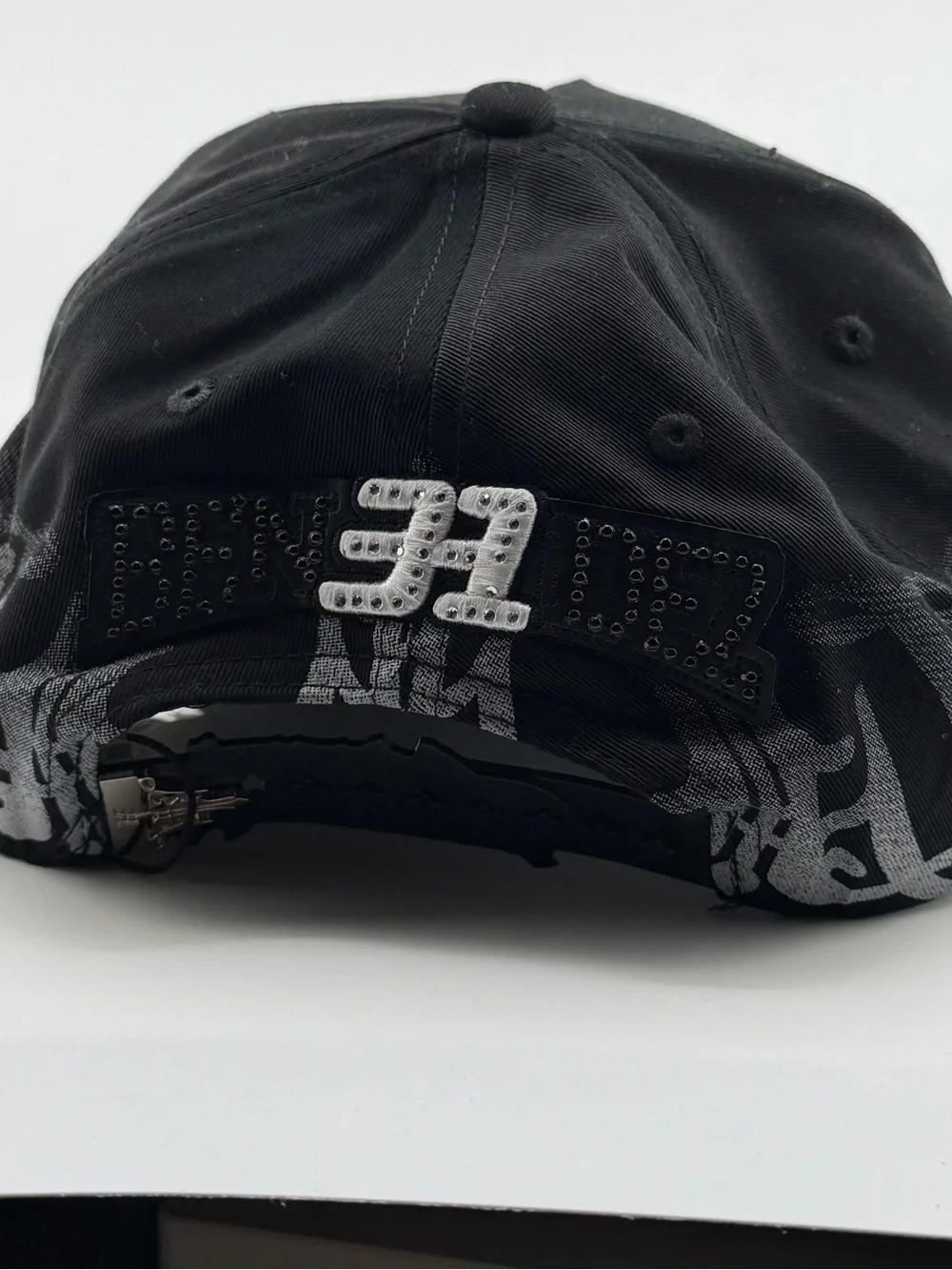 Men's Black Studded D Embroidered Baseball Cap